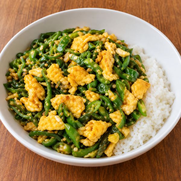 Stir-Fry Green Chillies with Egg